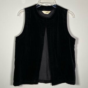 Jack Winter Black Cotton Velour Open Front Sleeveless Vest Size S